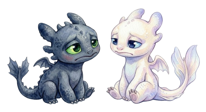Sad Toothless and Light Fury